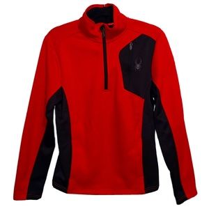 Spyder Mens Red/Black 1/4 Zip Bandit Jacket Size S